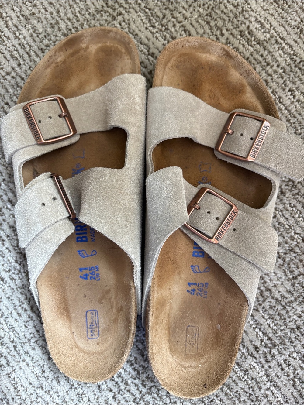 Birkenstock Arizona Suede Double Strap Sandals in taupe